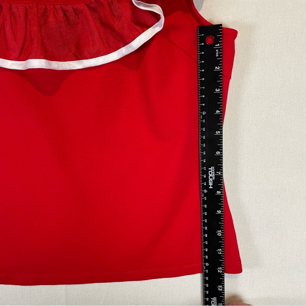 Anthropologie Sunday In Brooklyn Red Ruffle Trim Cropped Tank Top XL - Picture 8 of 9